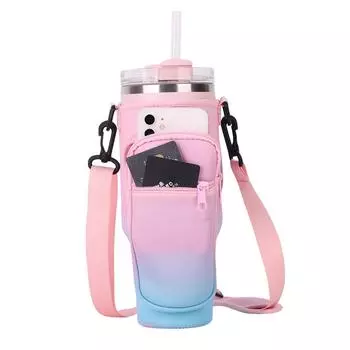 Сумка для переноски бутылки с водой из неопрена, держатель для бутылки с водой для Stanley, аксессуары для стакана 40 унций, изолированный чехол для термоса чёрный