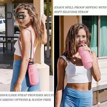 Сумка для переноски бутылки с водой с карманом для телефона, неопреновый держатель для бутылки с водой с регулируемым ремешком, сумка-слинг для фляги, сумка на шнурке для скалолазания синий/фиолетовый