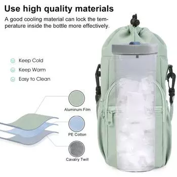 Сумка для переноски бутылки с водой с карманом для телефона 32/40 унций универсальная бутылка для воды зелёный