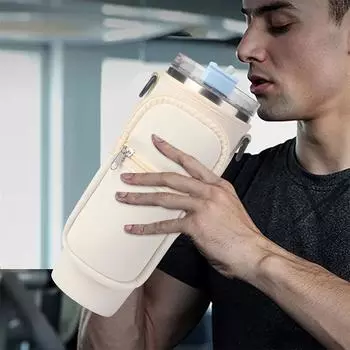 Сумка для переноски бутылки с водой, совместимая с 40-унциевым стаканом с ручкой для бутылки с водой розовый