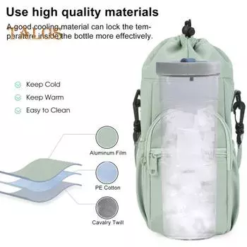 Сумка для переноски бутылок с водой и карманом для телефона, 32/40 унций, универсальная защитная сумка для бутылок с водой, сумка-слинг розовый