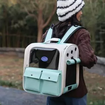 Сумка для переноски для кошек, рюкзак, высококачественная переносная клетка для кошек, дышащая, сумка для переноски для кошек, аксессуары для кошек зелёный
