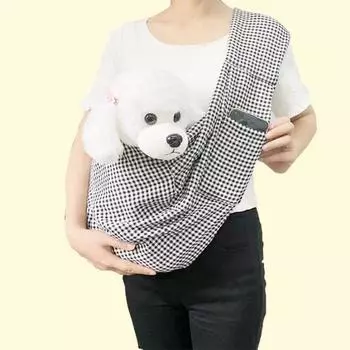 Сумка для переноски домашних животных Дышащая хлопковая клетчатая сумка без помощи рук слинг-переноска для собак