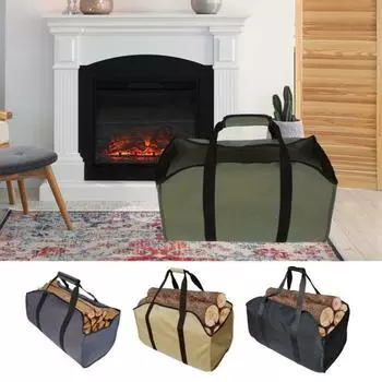 Сумка для переноски дров с переносной ручкой, большая вместимость, прочная водонепроницаемая сумка из ткани Оксфорд для переноски дров на открытом воздухе армия зеленый