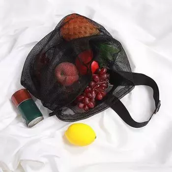 Сумка для переноски из нейлоновой сетки, черная переносная сумка для вещей, сетчатый мешок для мячей, сумка для отдыха на открытом воздухе чёрный