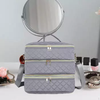 Сумка для переноски косметики, портативная вмещает 80 флаконов, органайзер для лака для ногтей фиолетовый