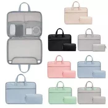 Сумка для переноски ноутбука Большая вместимость Несколько отделений Водонепроницаемый дизайн Карман на молнии Сетчатые сумки для ноутбуков чёрный