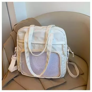 Сумка для переноски Pa Bag Большая вместимость Студенческая холщовая сумка через плечо Женская сумка Harajuku однотонная сумка для поездок на работу через плечо Женская белый