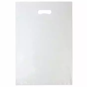 Сумка для переноски с овальным вырезом LLDPE толщиной 70 микрон, большая [300x450 мм] (белый) прочный на разрыв [50 шт.]