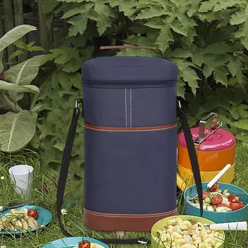 Сумка для переноски вина, сумка для доставки еды Bento Pouch для пикника, термоизолированная сумка-холодильник для обеда синий