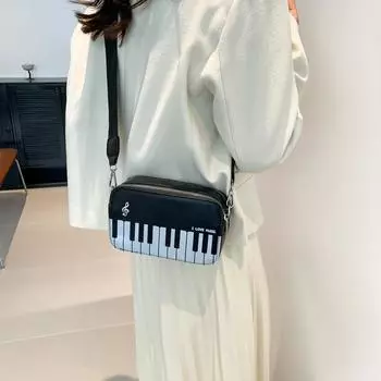 Сумка для пианино, модная, контрастного цвета, вышитая, маленькая, квадратная, женская, сладкая, фортепианная, нотная, маленькая, переносная, женская сумка белый
