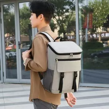 Сумка для пикника, изолированная, герметичная, водонепроницаемая, сохраняющая тепло, большая вместимость, рюкзак-холодильник на молнии для путешествий, кемпинга, рюкзака-холодильника синий