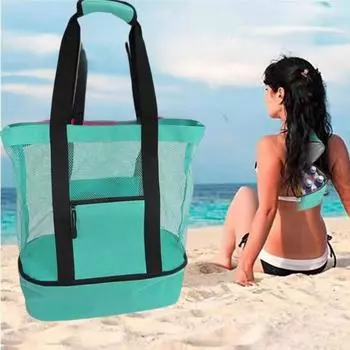 Сумка для пикника на открытом воздухе, изоляционный и сохраняющий пляжный пакет для льда, сетчатая пляжная сумка, креативный многофункциональный пакет для льда зелёный