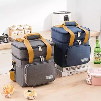 Сумка для пикника Oxford Lunch Bag, большая вместимость, сумка для пикника, изолированная, двухслойная, сумка через плечо с ручкой, термосумки для ланча