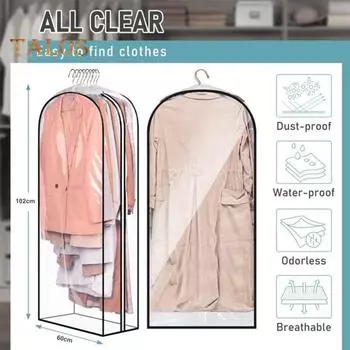 Сумка для платья, большая вместительная защитная сумка для экономии места, полезная одежда, пылезащитный чехол, портативная сумка для формального платья, ежедневное использование прозрачный