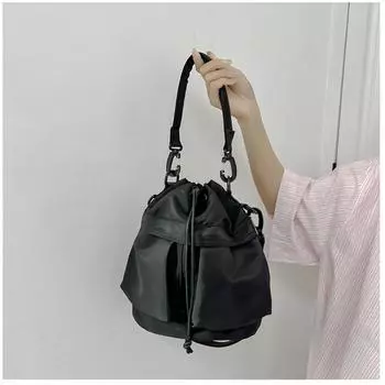 Сумка для плавания для отдыха, нейлоновая сумка-ведро большой вместимости, сумка-ведро для рук, спортивная сумка на шнурке, сумка через плечо чёрный