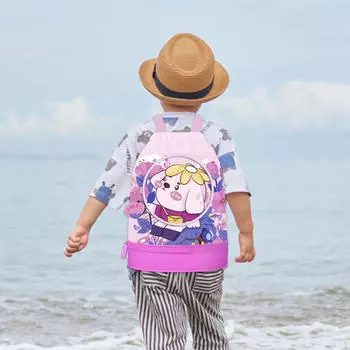 Сумка для плавания Рюкзак с завязками Регулируемый ремень Водонепроницаемый рюкзак с карманами для спортзала розовый