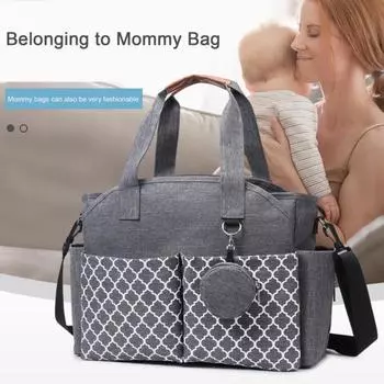 Сумка для подгузников с пеленальным столиком, вместительная, водонепроницаемая, многофункциональная, с регулируемым плечом светло-серый