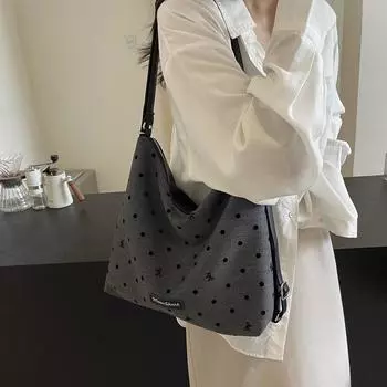 Сумка для подмышек большой емкости, женский рюкзак, сумка-тоут с принтом, сумка на плечо темно-серого