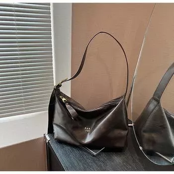 Сумка для поездок на работу подмышкой женская большая вместимость 2024 новый нишевый дизайн ретро сумка через плечо сумка-мессенджер сумка для пельменей коричневый