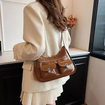 Сумка для поездок на работу женская летняя 2024 новая сумка через плечо ретро студенческая сумка для подмышек