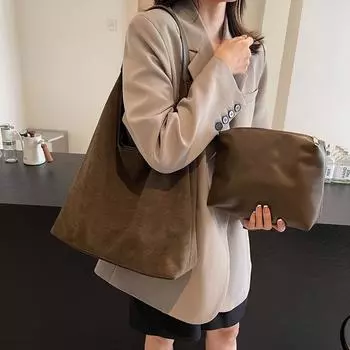 Сумка для поездок на работу Женская сумка-тоут Большая вместимость Сумка через плечо чёрный