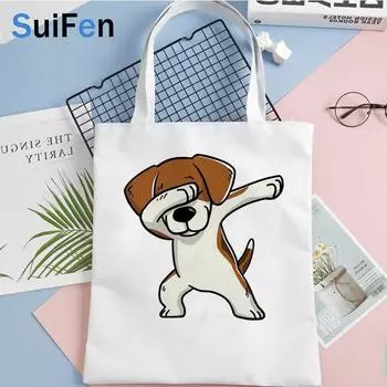 Сумка для покупок «Бигль», хлопковая парусиновая сумка bolsa bolsas de tela, сумка для покупок, многоразовая тканевая сумка boodschappentas, Кабас на заказ 24*26cm
