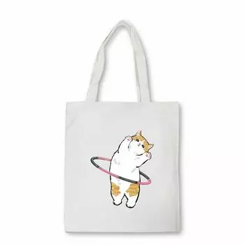 Сумка для покупок Cat Bolsa Compra Plegable Женская сумка-шоппер Bolso Сумка для покупок Сумка-тоут Многоразовая сетка Ecobag Cabas 24*26cm