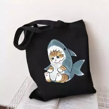 Сумка для покупок Cat Shark Bolsa Compra Мягкая джутовая сумка Bolsa Shopper Сумка для покупок Bolso Сумка-тоут Многоразовая сетка Ecobag Cabas 24*26cm