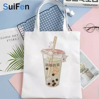 Сумка для покупок чая boba Bubble, джутовая сумка-шоппер, многоразовая сумка для покупок, эко-сумка boodschappentas, многоразовая сумка bolsas ecologicas Grab 24*26cm