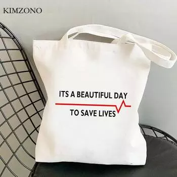 Сумка для покупок Greys Anatomy bolso, сумка для вторичной переработки, сумка bolsas de tela, сумка для покупок, сумка-шоппер из джутового тканого материала, экосумка Cabas 24*26cm