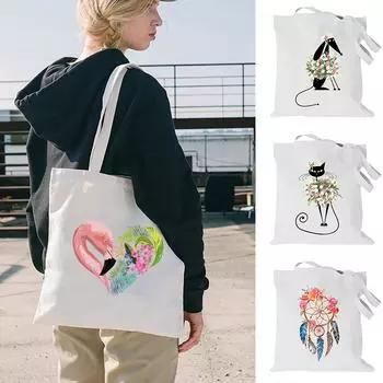 Сумка для покупок Harajuku, сумка-шоппер, женская парусиновая сумка на плечо, женская складная супер милая большая вместительность 24*26cm