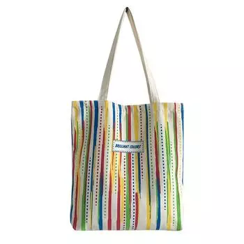 Сумка для покупок Холстовая сумка Сумка в радужную полоску Студенческая большая сумка Женская сумка на одно плечо Литературная дорожная сумка Новый класс Школьная сумка 34*39