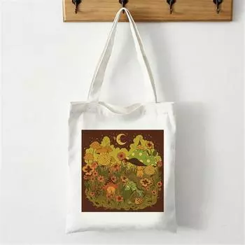 Сумка для покупок на одно плечо, пляжная холщовая сумка-мессенджер, сумка большой вместимости, новинка 2022 года, ретро-арт, мультфильм, каваи, повседневная милая сумка Bolsas 24*26cm