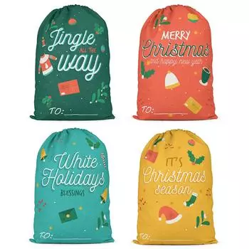 Сумка для покупок Сумка для хранения конфет Санта-Клауса на шнурке, большая B0901001