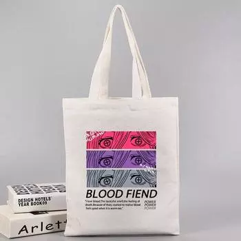 Сумка для покупок в стиле аниме Chainsaw Manr, женская сумка-тоут в стиле Харадзюку, парусиновая сумка на плечо, эко-сумка Ulzzang 24*26cm