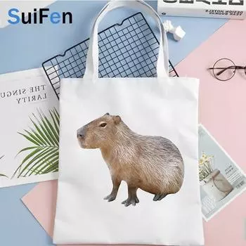 Сумка для покупок в виде капибары, сумка для покупок, сумка для вторичной переработки, многоразовая эко-сумка для покупок, sacola bolsas, многоразовые вещи boodschappentas, многоразовые 24*26cm