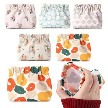 Сумка для помады Водонепроницаемая Цветочный принт Металлическая пружина Открывается Автоматическая застежка Портативная Легкая Дорожная Косметичка Для Наушников Хранение Ключей