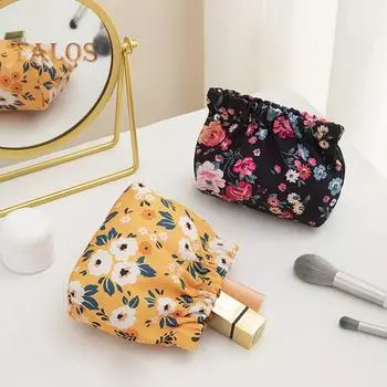 Сумка для помады, водонепроницаемая, с цветочным принтом, металлическая, с пружинным открытием, портативная, легкая, для поездок на работу, для путешествий, для макияжа, для ключей, для ключей, косметичка розовый
