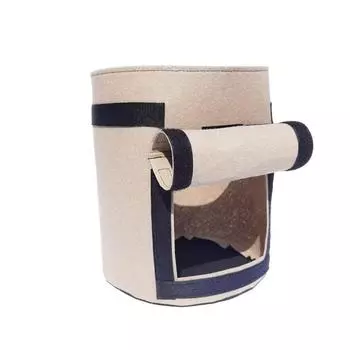 Сумка для посадки картофеля и сладкого картофеля, зеленое утолщенное войлочное ведро для посадки растений, нетканый цветочный горшок с окошком D25*H30 (5 gallons) бежевый