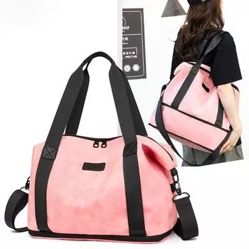 Сумка для путешествий на короткие расстояния, разделение на влажные и сухие вещи, спортивная тренировочная сумка для йоги, водонепроницаемая, расширяемая, легкая, деловая, дорожная, фитнес-сумка чёрный