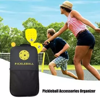 Сумка для ракетки Pickleball, переносная защитная сумка на молнии для ракетки Pickleball, чехол для хранения ракетки для настольного тенниса для путешествий чёрный