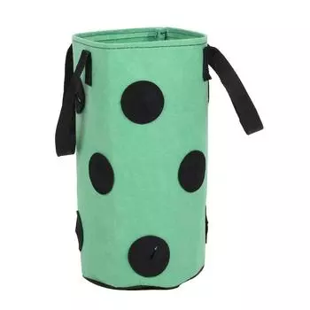 Сумка для рассады клубники с 12 отверстиями и ручками, переносная войлочная сумка для выращивания растений в саду, черная, 20x35 см зелёный