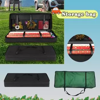 Сумка для рождественских украшений с принтом рождественской елки Сумка Оксфорд Сумка для хранения цветочной бумажной гирлянды One Size чёрный