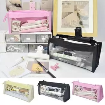 Сумка для ручек, 6 слоев, прозрачный, видимый, водостойкий, грязеотталкивающий, на молнии, карандаш для мальчиков и девочек, чехол для канцелярских принадлежностей, студенческие принадлежности синий