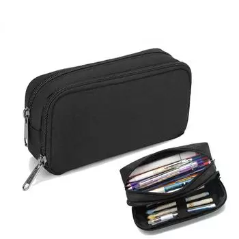 Сумка для ручек большой емкости в Корейском стиле для учащихся начальной школы, сумка для ручек, коробка для канцелярских принадлежностей, двухслойная коробка для канцелярских принадлежностей, креативная сумка для ручек чёрный