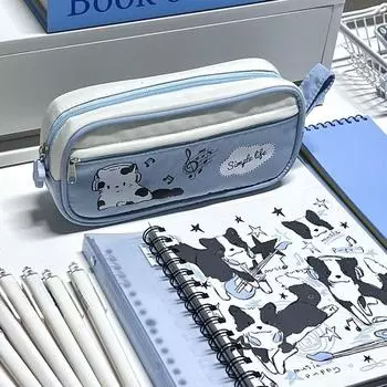 Сумка для ручек Capybala Cartoon Cat, многофункциональная сумка для карандашей на молнии, пенал для музыкальных котов, косметичка коричневый