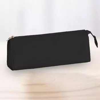 Сумка для ручек из искусственной кожи, однотонная, большая емкость, на молнии, пылезащитный портативный студенческий карандаш, канцелярские принадлежности, чехол для кистей для макияжа, школьные принадлежности коричневый