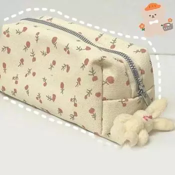 Сумка для ручек с мультяшным цветочным принтом для женщин и девочек, большая вместительная канцелярская сумка, пенал, многофункциональный органайзер для канцелярских принадлежностей onesize