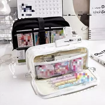 Сумка для ручек, сумка для ручек, сумка для ручек, сумка для канцелярских принадлежностей, прозрачный пенал большой емкости для хранения зерна чёрный